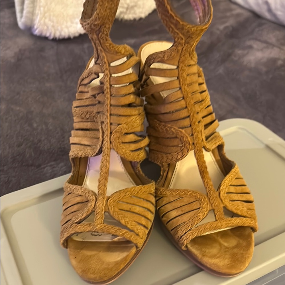Vince Camuto Tan Strappy Heels